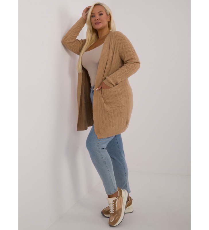 Sweter plus size PM-SW-PM-3727.93 camelowy