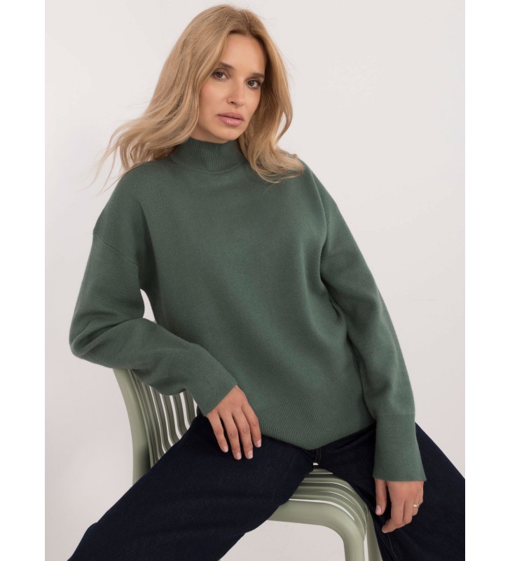 Sweter z golfem D93111AD90910A2 ciemny zielony