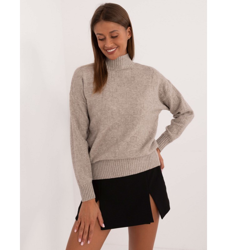 Sweter z golfem AT-SW-2339.54 ciemny bezowy