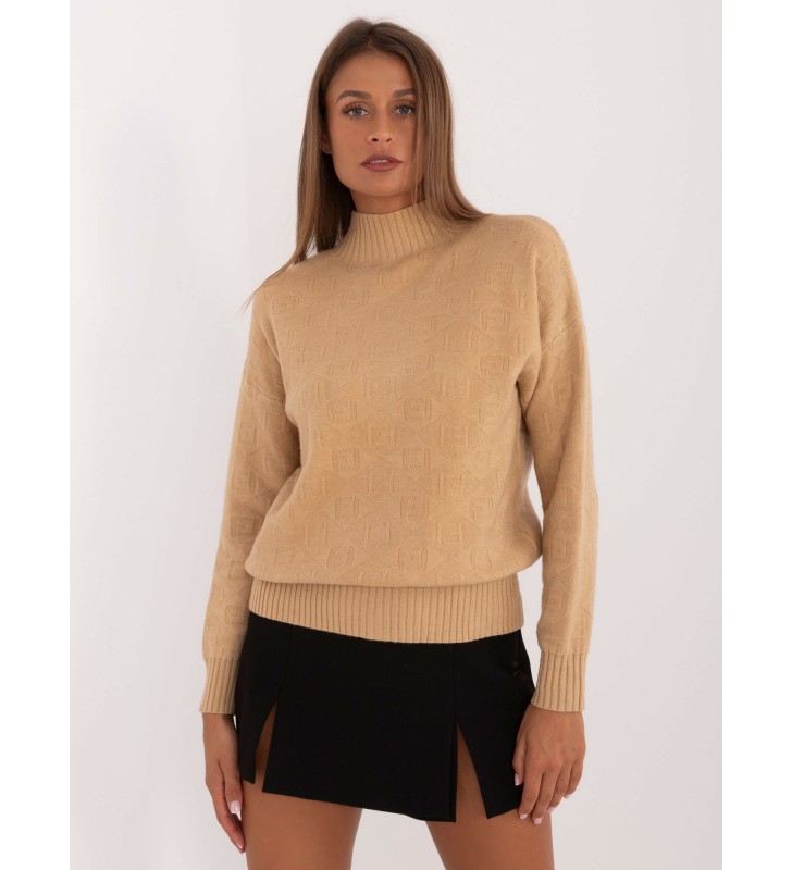 Sweter z golfem AT-SW-2339.54 camelowy