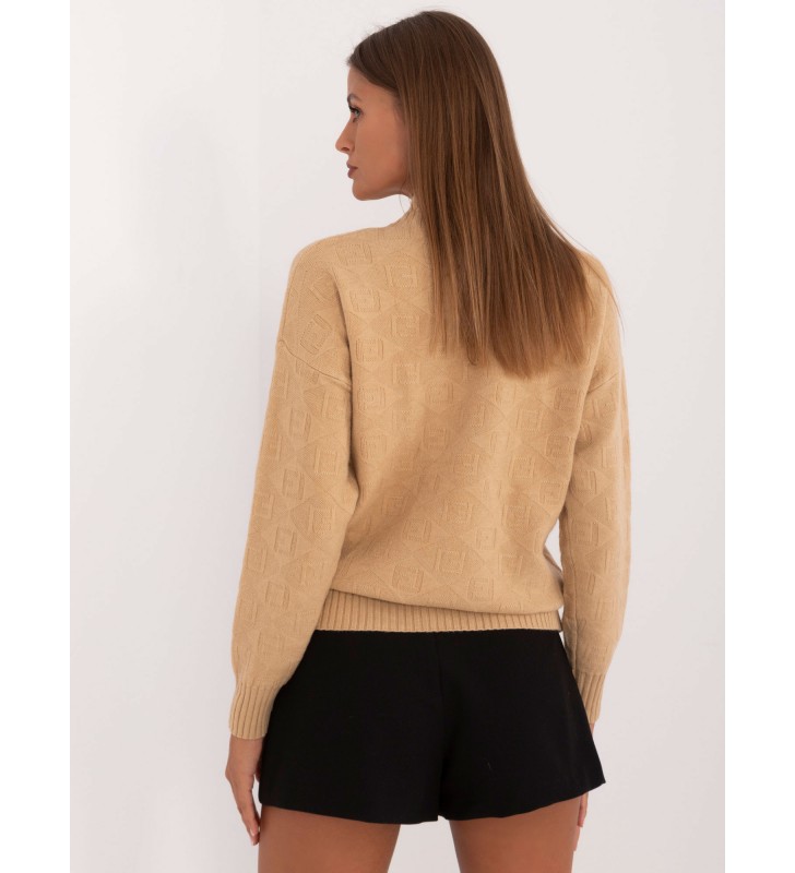 Sweter z golfem AT-SW-2339.54 camelowy