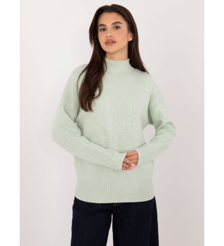 Sweter z golfem AT-SW-2339.54 mietowy