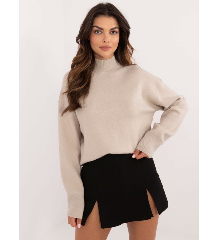 Sweter z golfem D93111AD90910A1 beżowy