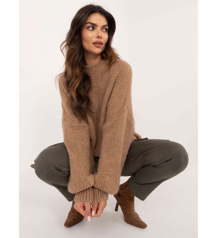 Sweter oversize TW-SW-BI-3565.69 camelowy