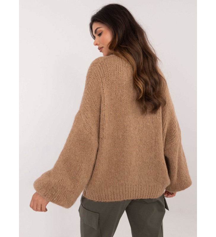 Sweter oversize TW-SW-BI-3565.69 camelowy