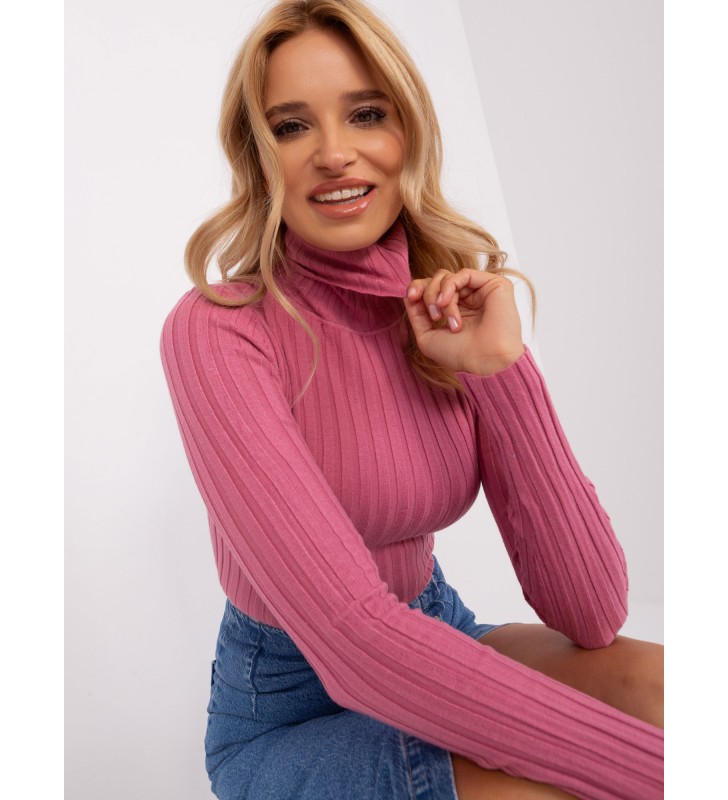 Sweter z golfem PM-SW-1087.09 ciemny różowy