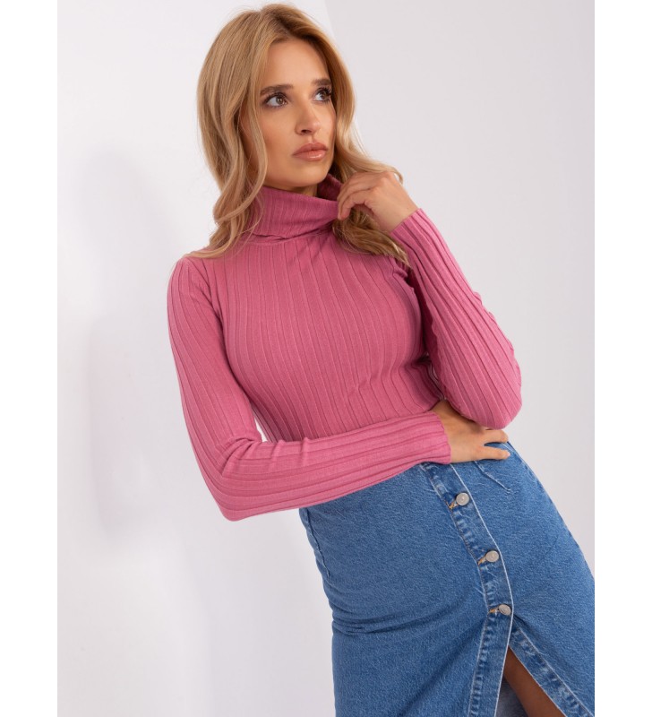 Sweter z golfem PM-SW-1087.09 ciemny różowy