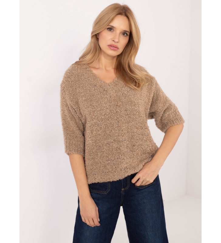 Sweter oversize MI-SW-1110.39P ciemny bezowy