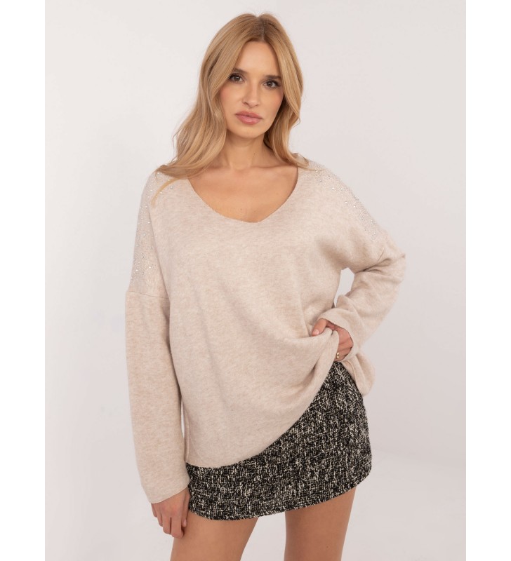 Sweter oversize DHJ-SW-17690.21 beżowy