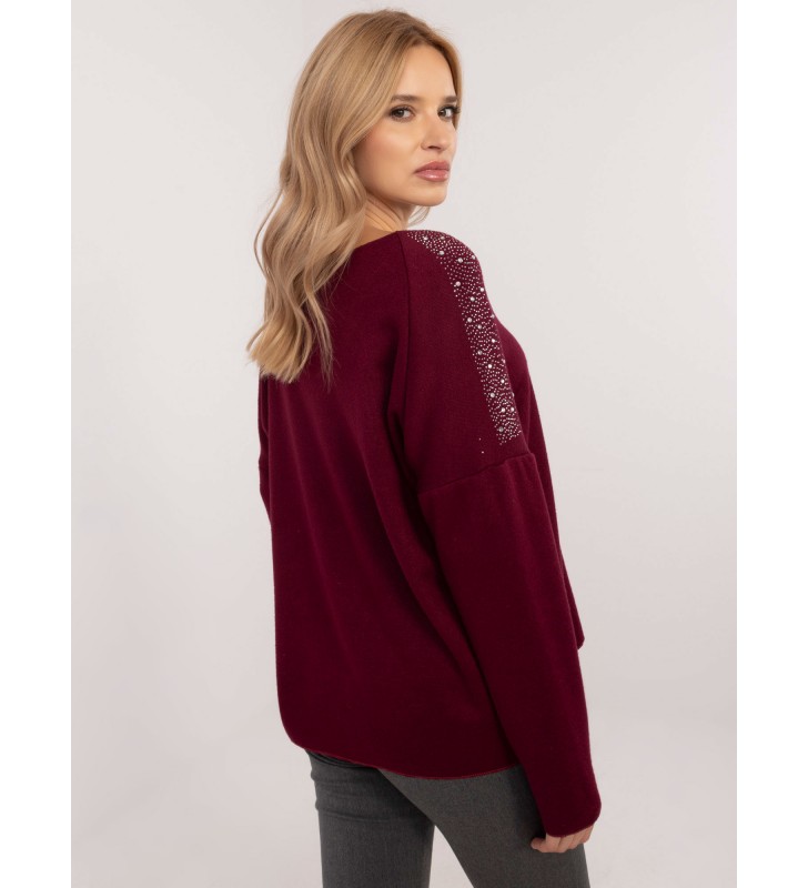 Sweter oversize DHJ-SW-17690.21 bordowy