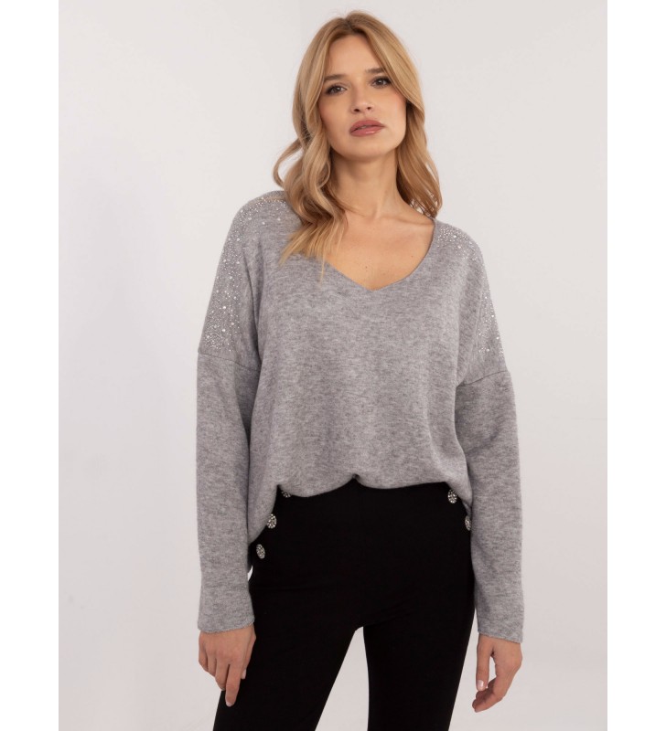 Sweter oversize DHJ-SW-17690.21 szary