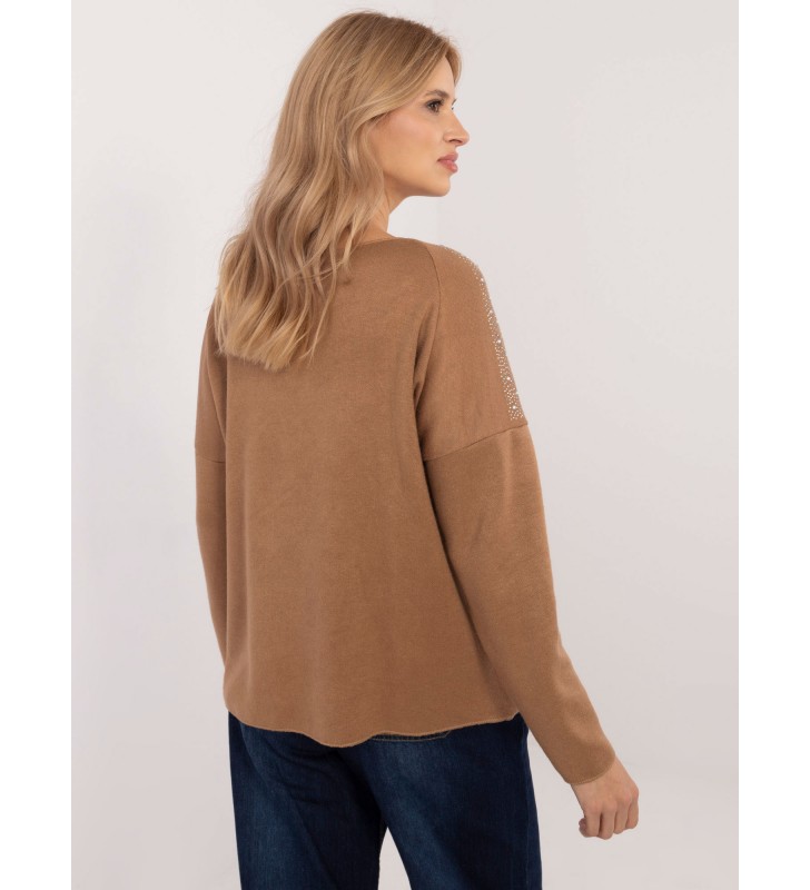 Sweter oversize DHJ-SW-17690.21 camelowy