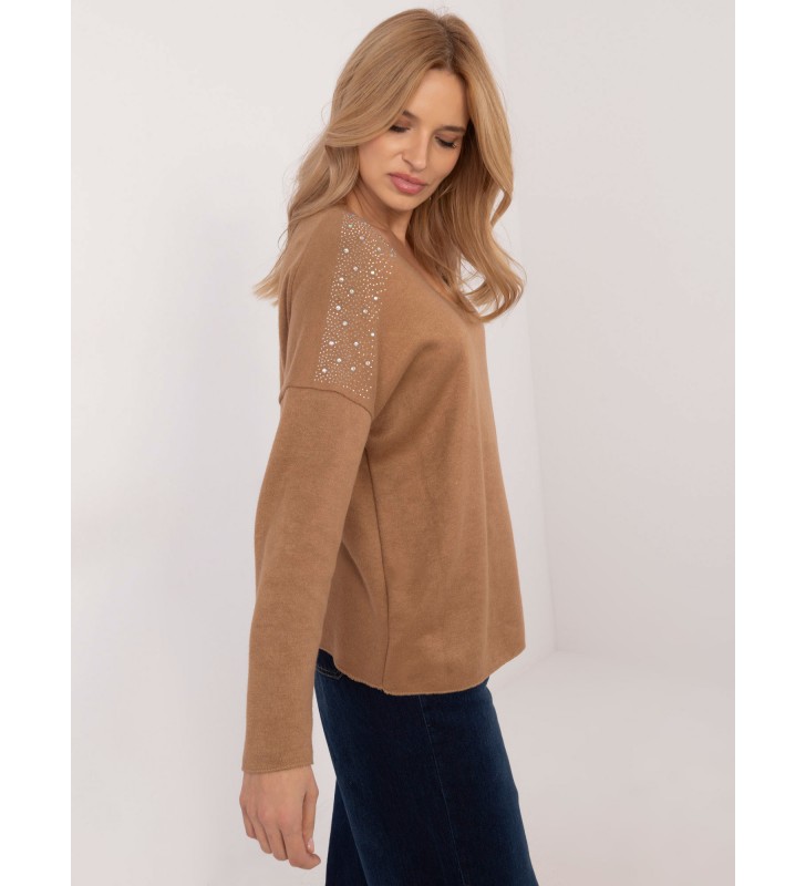 Sweter oversize DHJ-SW-17690.21 camelowy