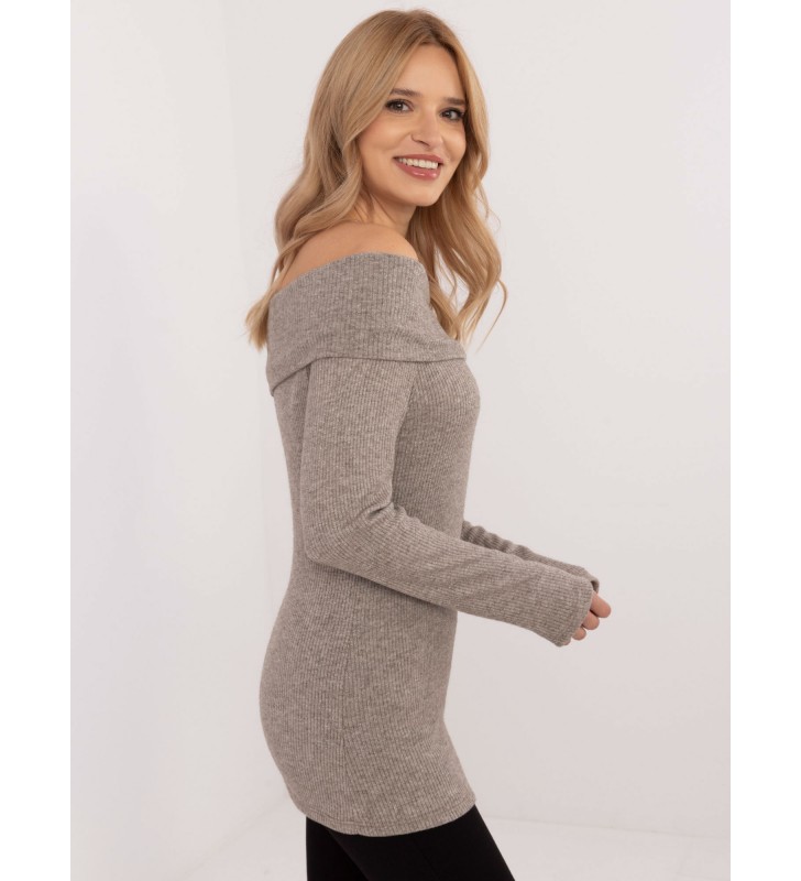 Sweter z odkrytymi ramionami DHJ-SW-A2449.33 ciemny bezowy