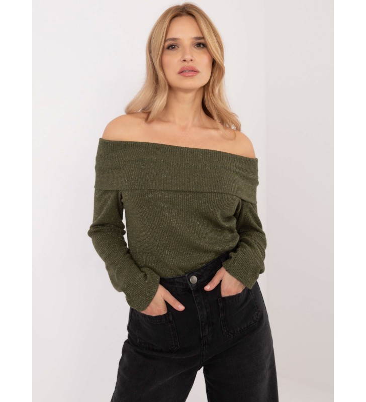 Sweter z odkrytymi ramionami DHJ-SW-A2449.33 khaki