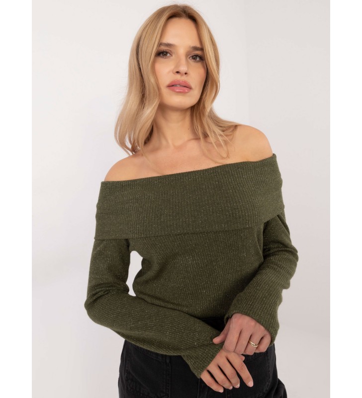 Sweter z odkrytymi ramionami DHJ-SW-A2449.33 khaki