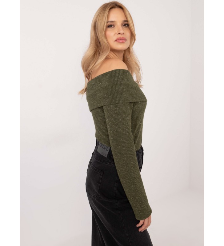 Sweter z odkrytymi ramionami DHJ-SW-A2449.33 khaki