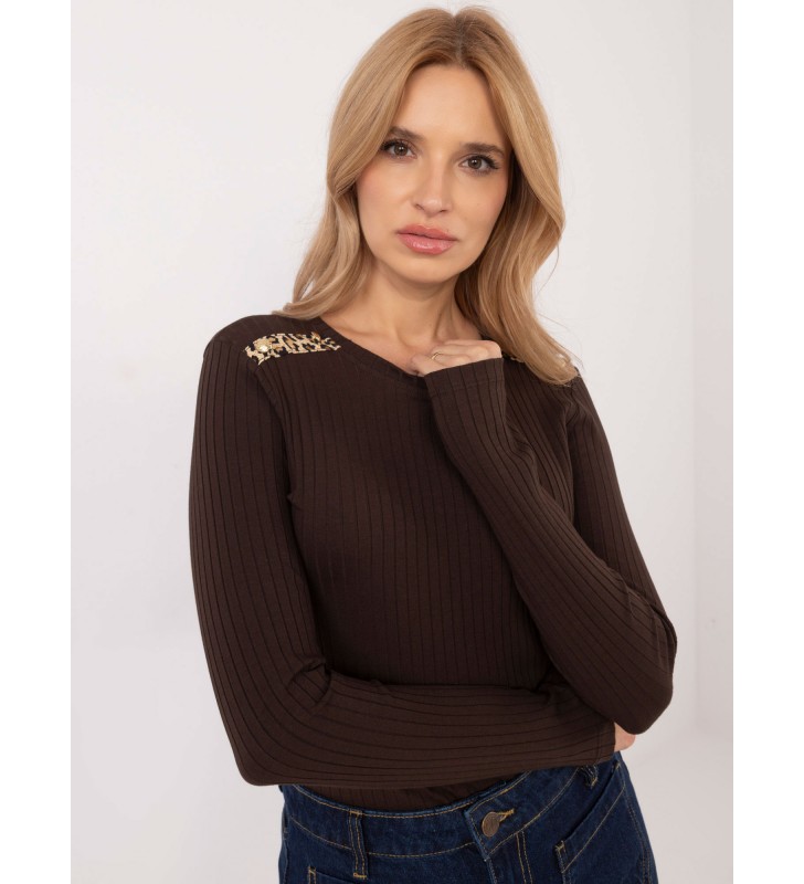 Bluzka longsleeves RV-BZ-A-210.43 ciemny brązowy