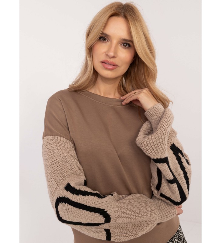 Bluza bez kaptura MI-BL-M5975.26P ciemny bezowy