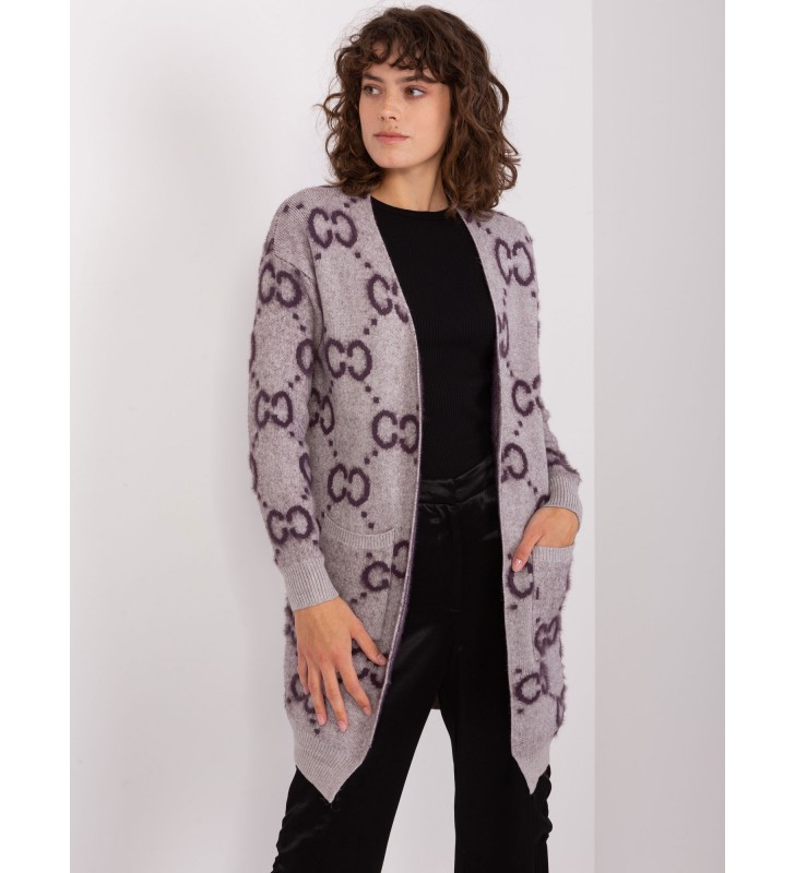 Sweter kardigan AT-SW-23401-A.96 ciemny fioletowy