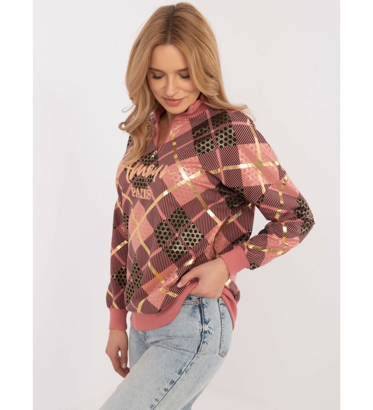 Bluza z nadrukiem CLM-BL-1259.59 ciemny różowy