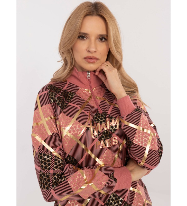 Bluza z nadrukiem CLM-BL-1259.59 ciemny różowy